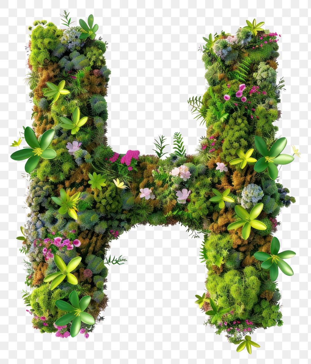 PNG  H letter flower nature green.