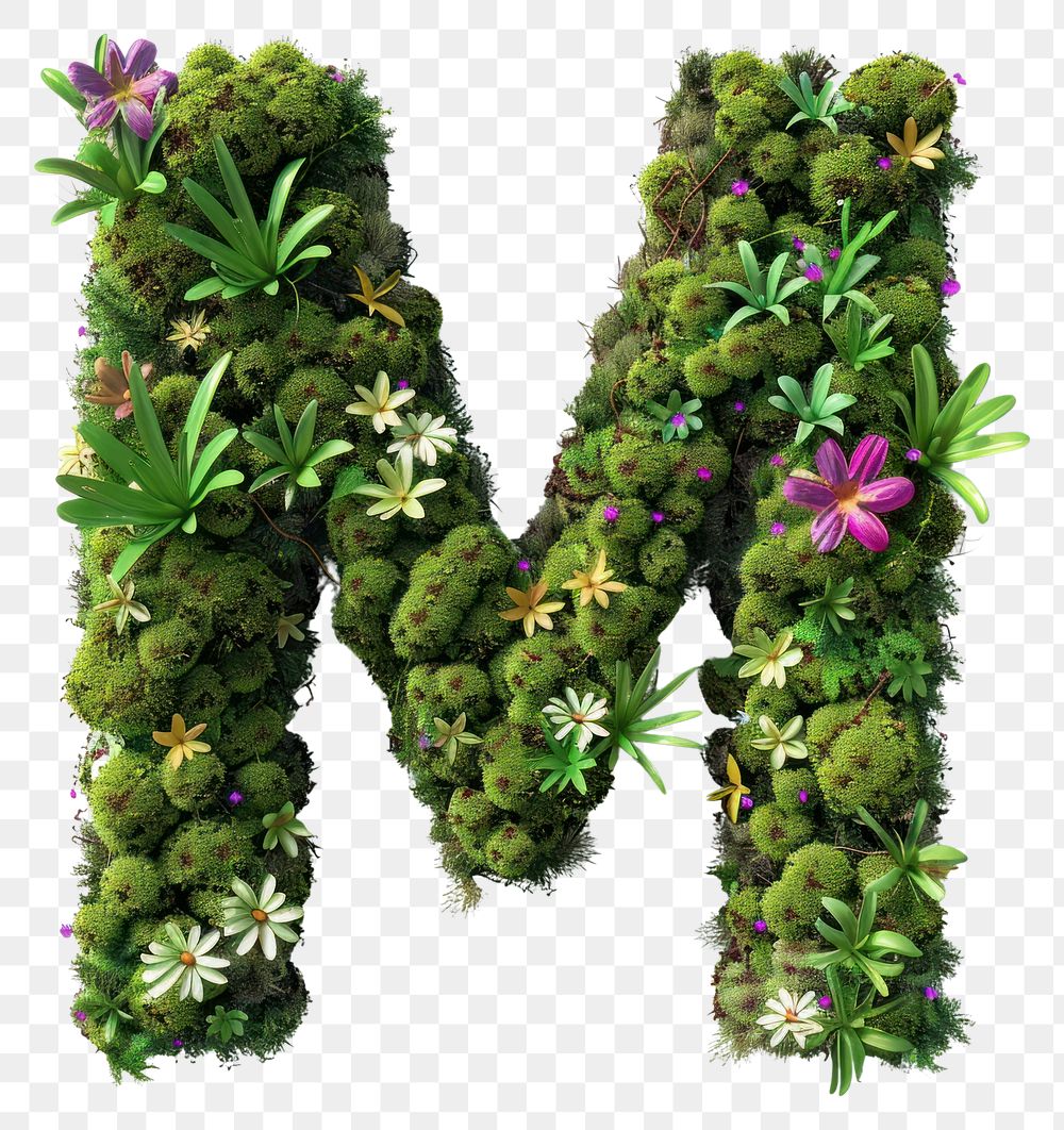PNG  M letter flower moss accessories.
