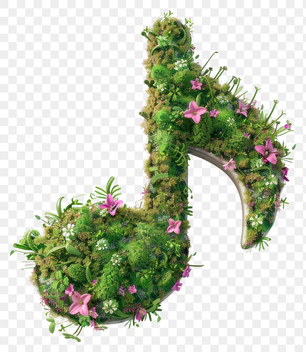 PNG  Music note symbol flower moss graphics.