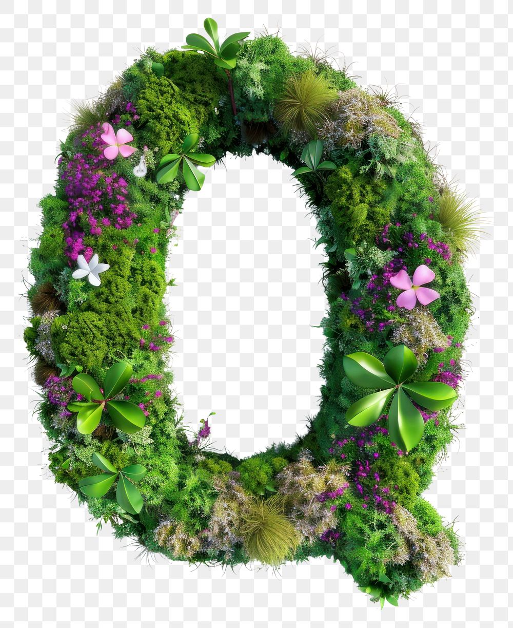PNG  Q letter flower blossom wreath.