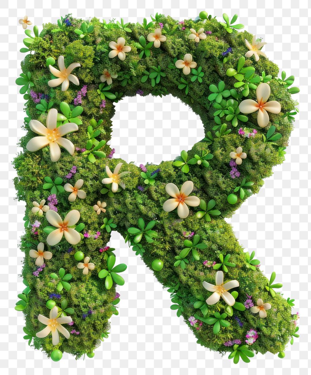 PNG  R letter flower green graphics.