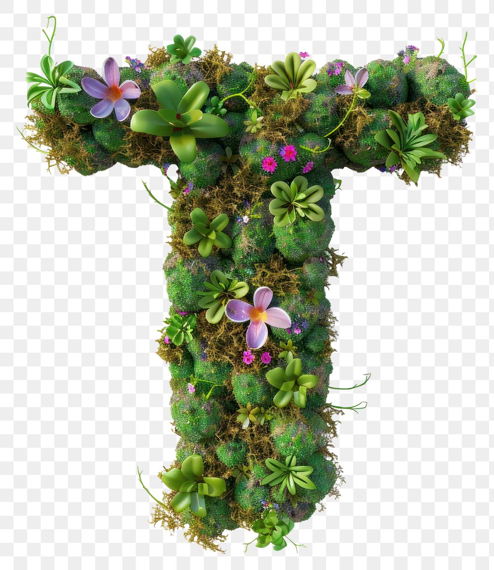 PNG  T letter flower moss graphics.