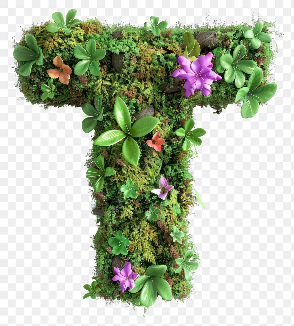 PNG  T letter flower nature green.