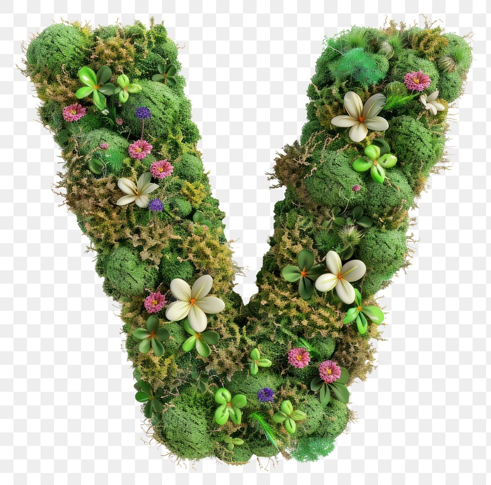 PNG  V letter flower moss accessories.