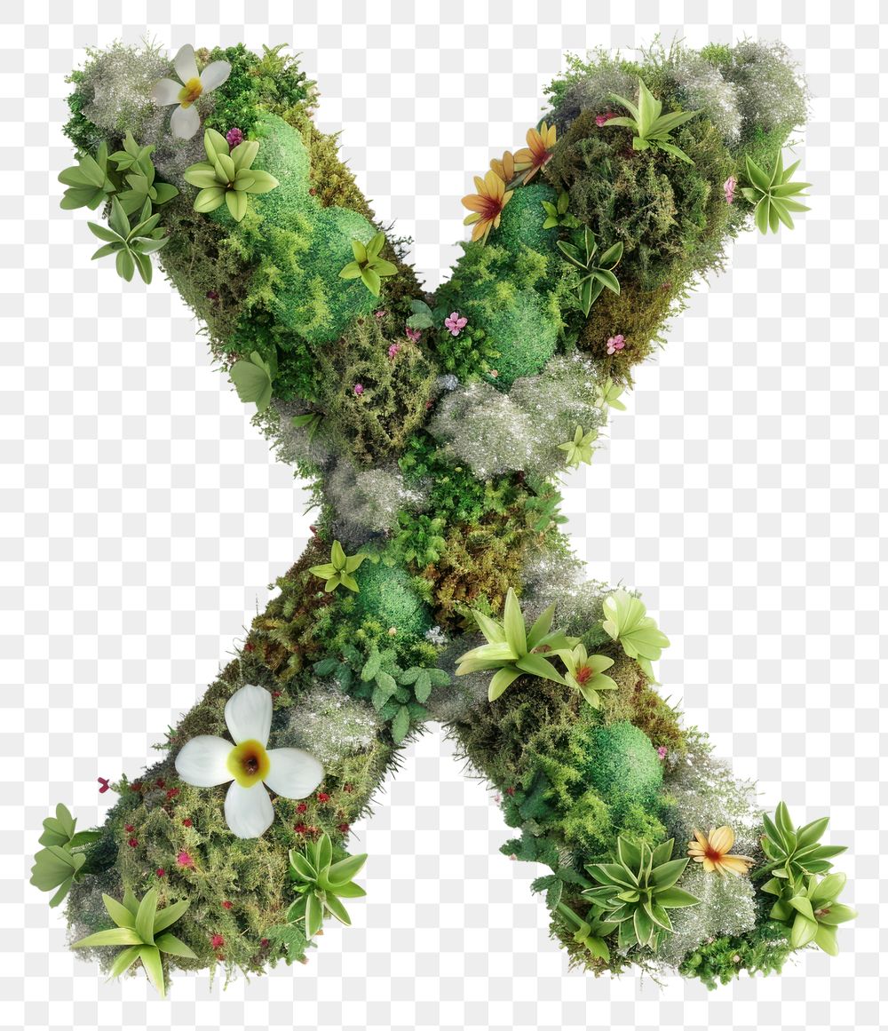 PNG  X letter flower moss graphics.
