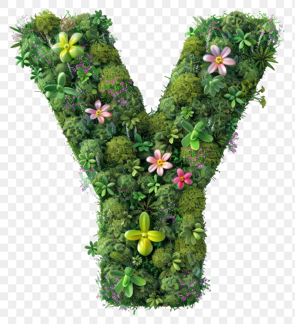 PNG  Y letter flower green moss.