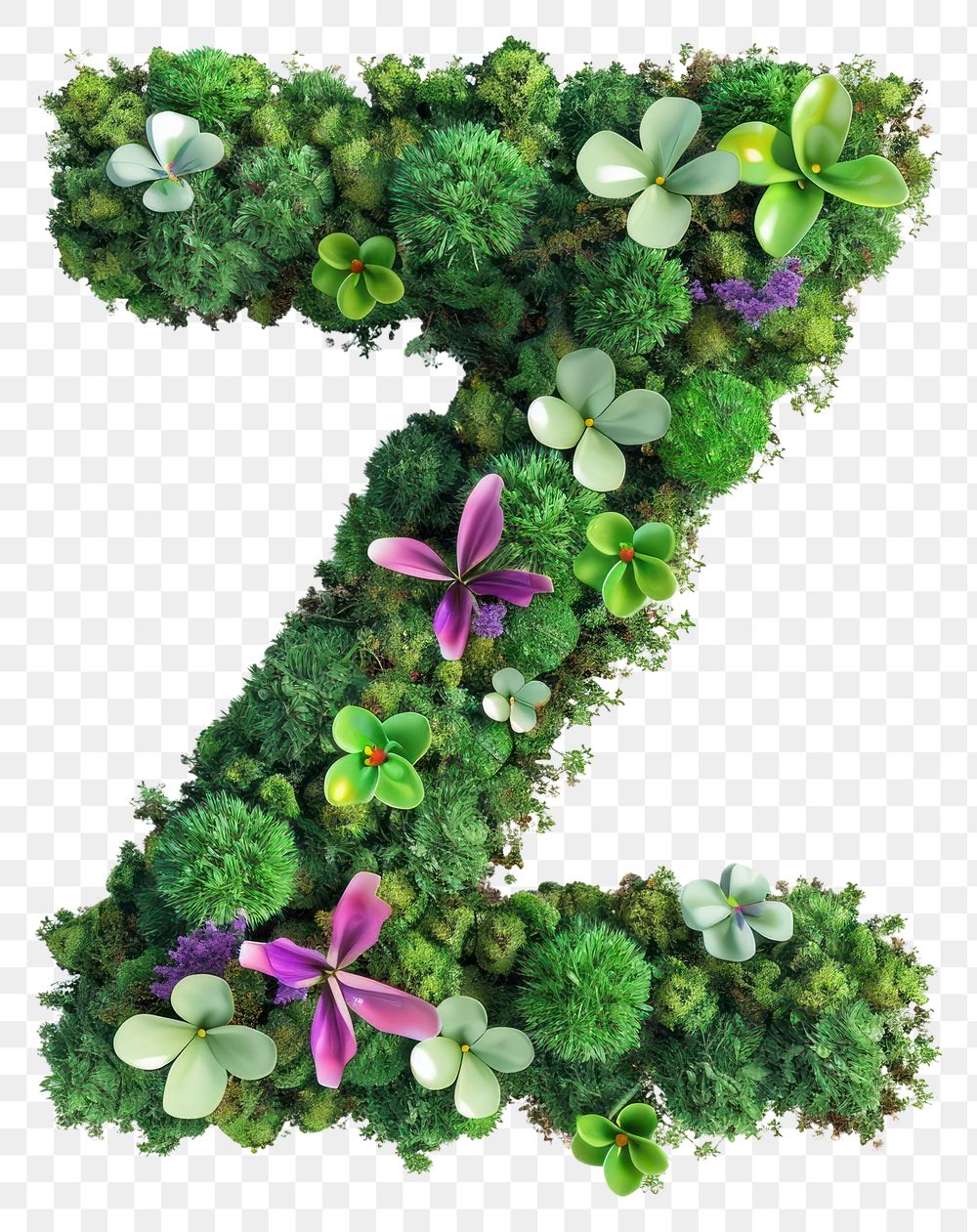 PNG  Z letter green moss symbol.