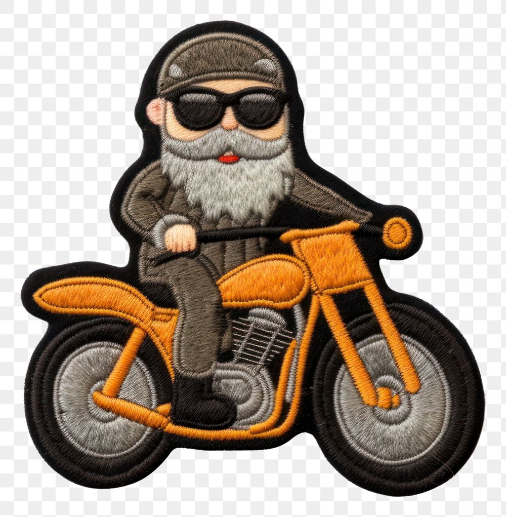 PNG Felt stickers of a single biker transportation illustrated motorcycle.