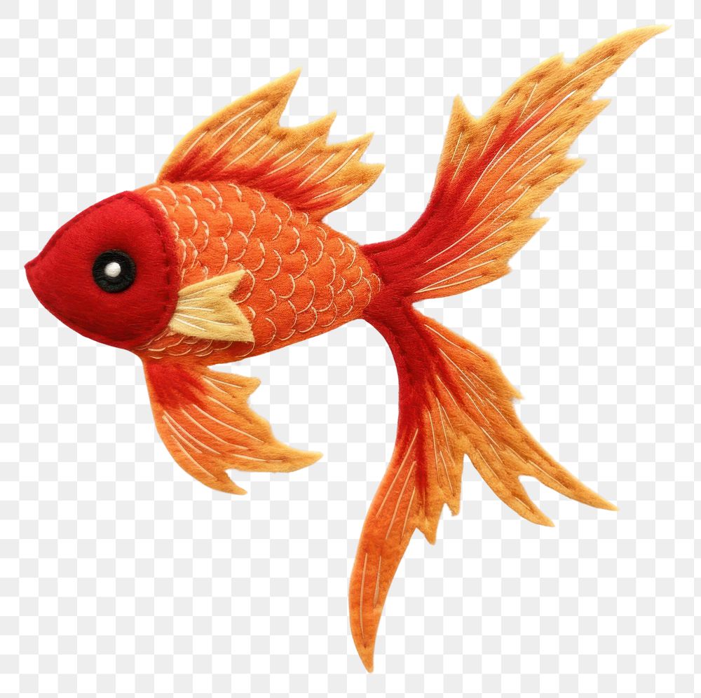 PNG Felt stickers of a single koi fish goldfish animal sea life.