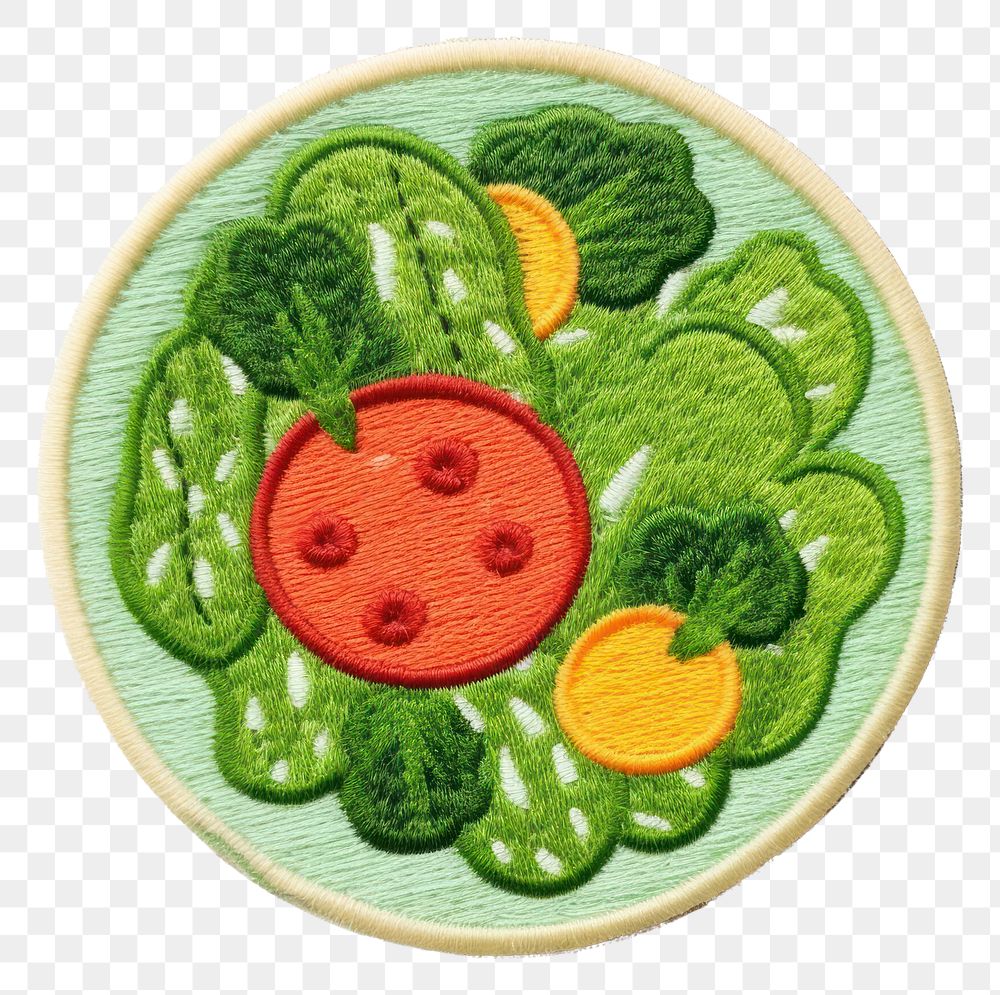 PNG Felt stickers of a single salad embroidery applique pattern.