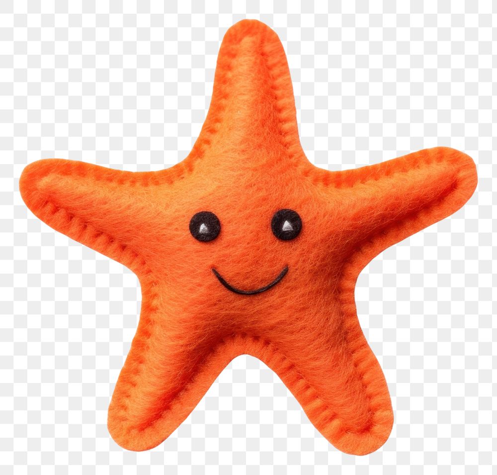 PNG Felt stickers of a single starfish animal plush toy.