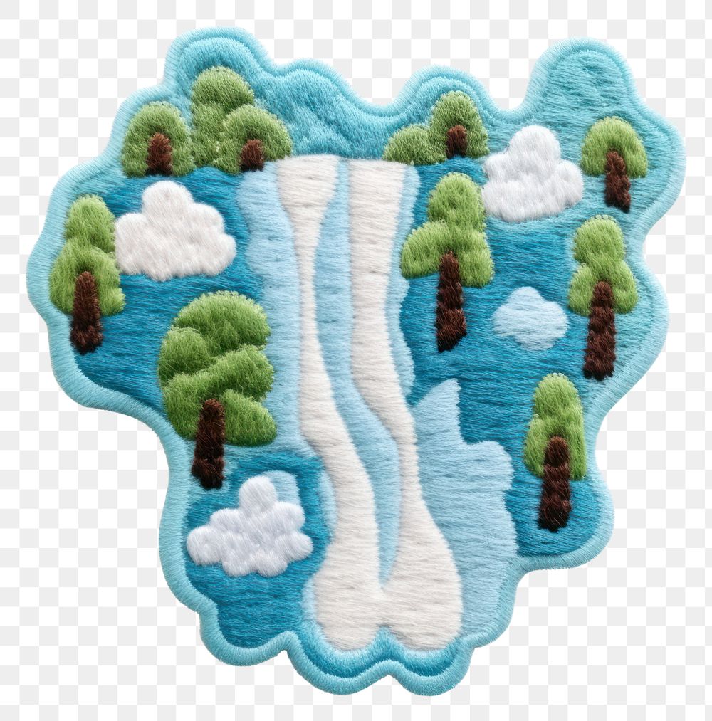 PNG Felt stickers of a single waterfall accessories embroidery accessory.