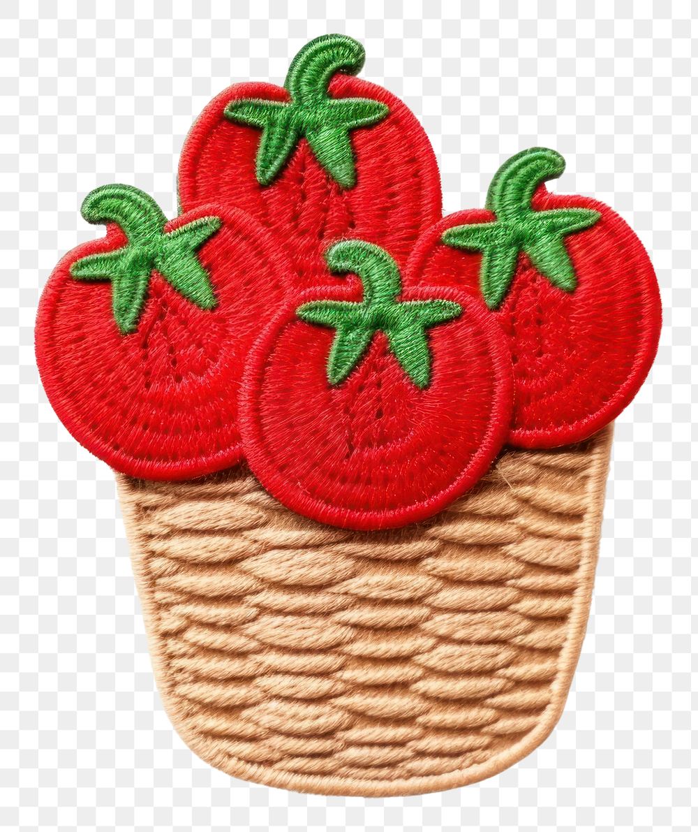 PNG Felt stickers of a single tomatoes in basket pattern produce berry.