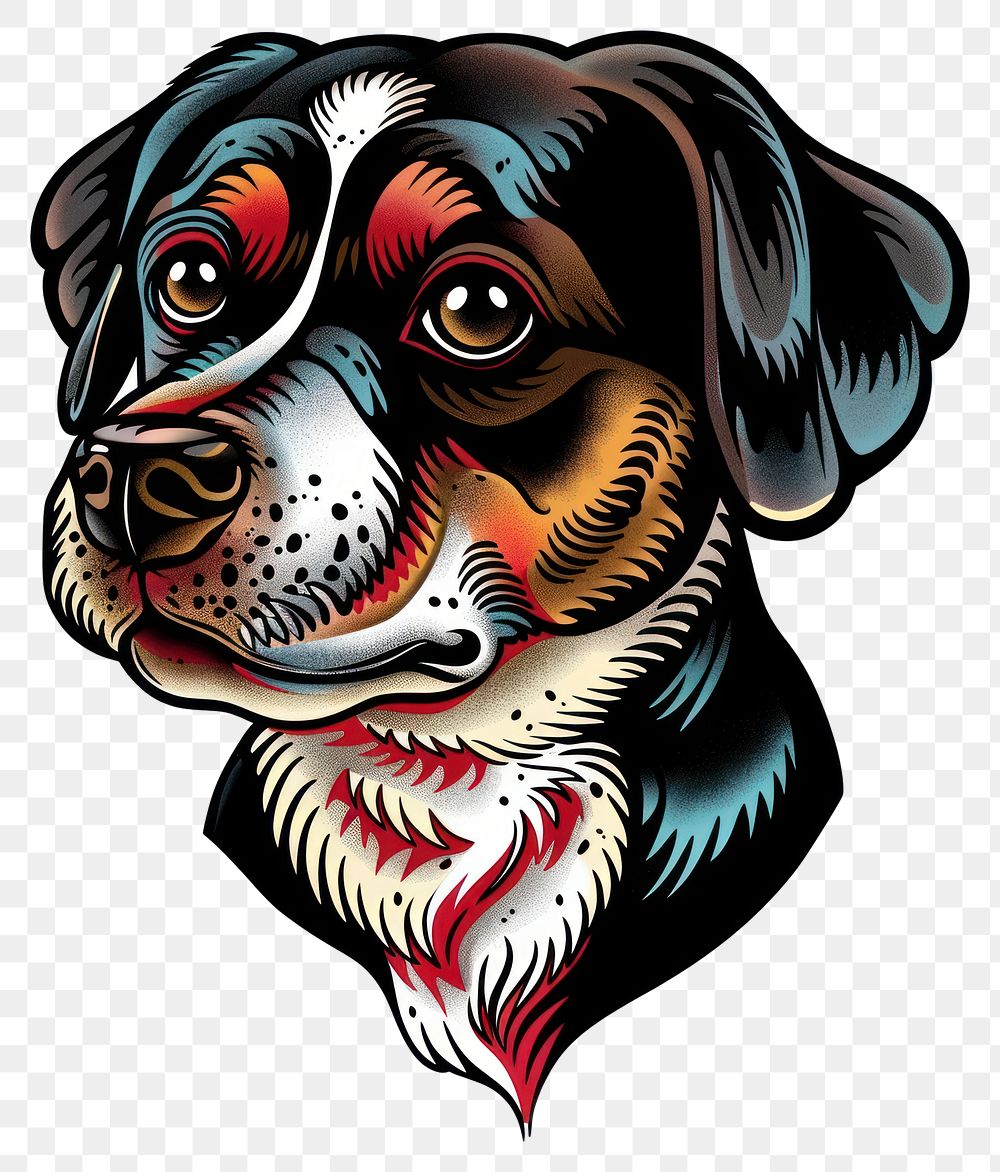 PNG Tattoo illustration of a dog animal canine mammal.