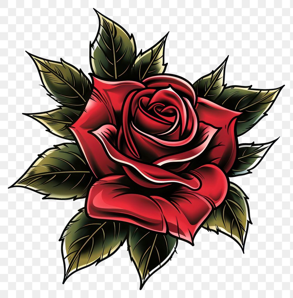 PNG Tattoo illustration of a red rose graphics blossom bonfire.