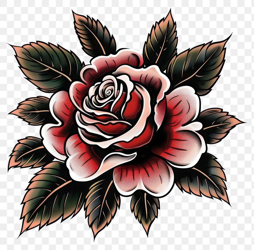 PNG Tattoo illustration of a retro graphics blossom pattern