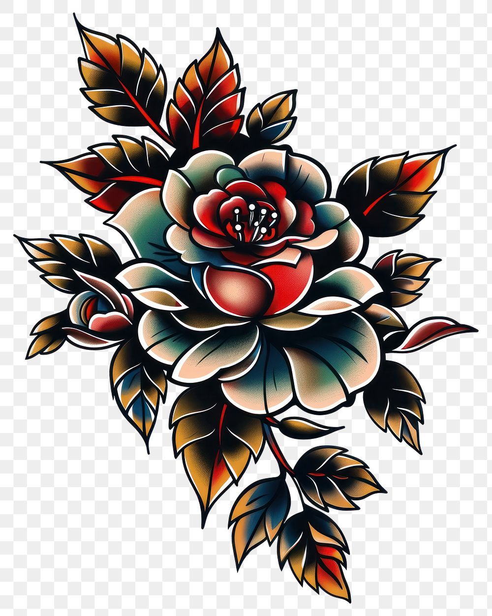 PNG Tattoo illustration of a retro graphics pattern blossom