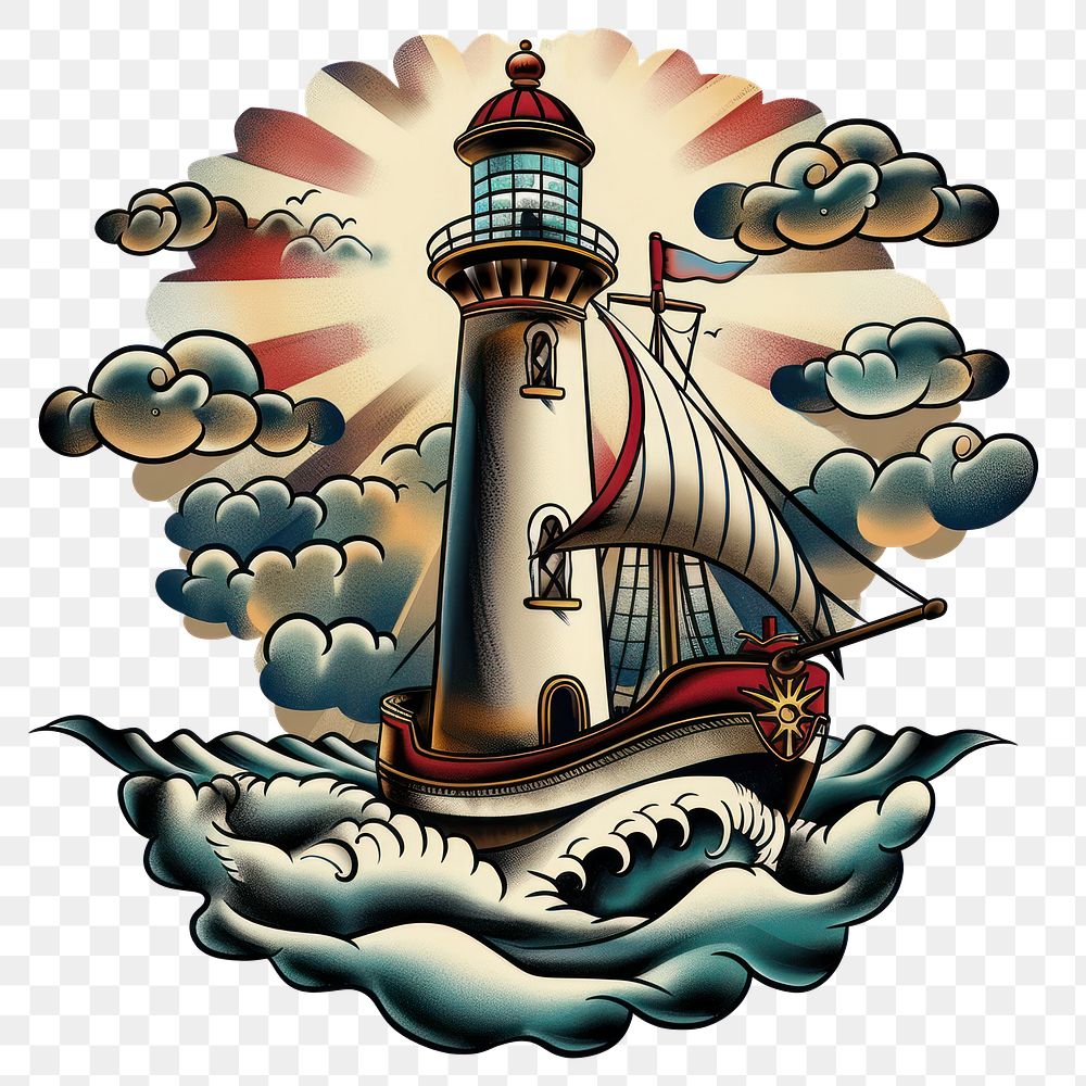 PNG Illustration of a sea architecture lighthouse dynamite.