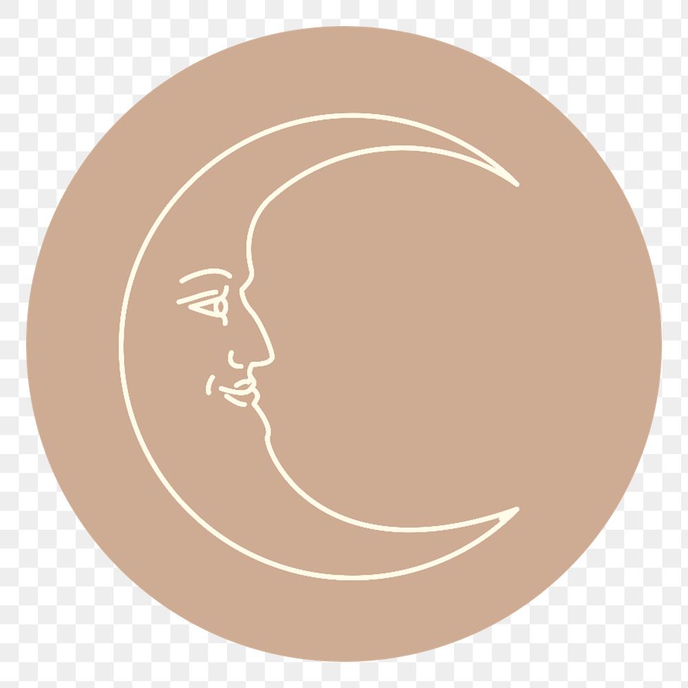 PNG crescent moon celestial line art IG story cover template, transparent background