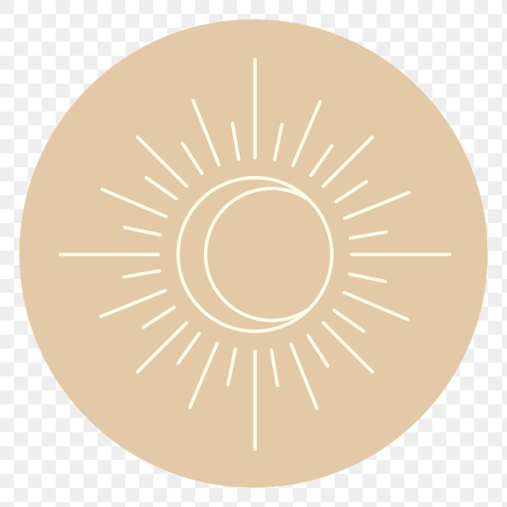 PNG sun celestial line art IG story cover template, transparent background