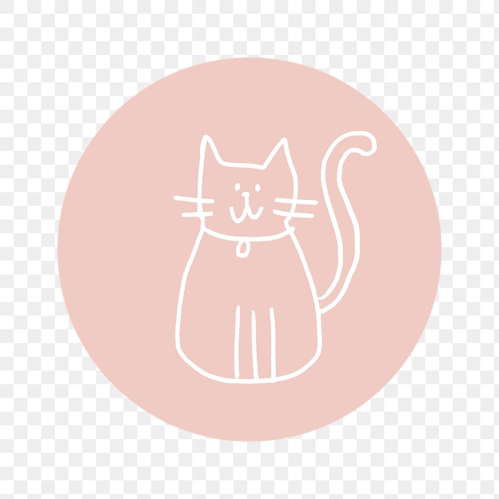 PNG pink cat line art IG story cover template, transparent background