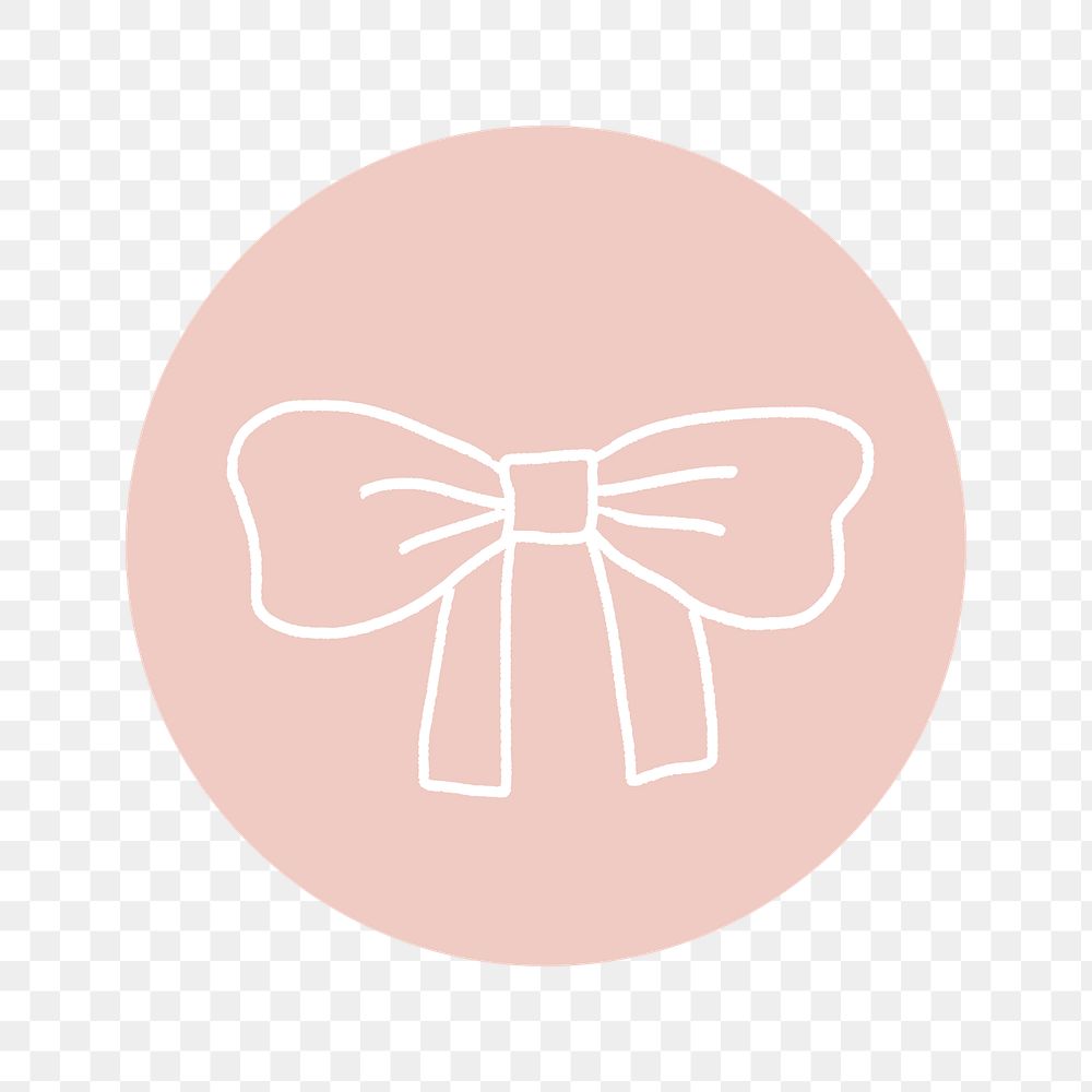 PNG pink bow line art IG story cover template, transparent background