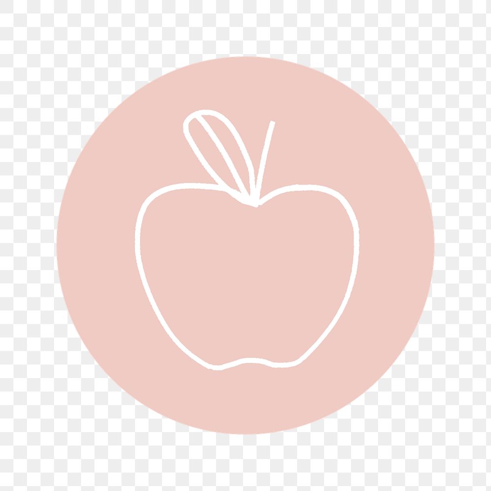 PNG pink apple line art IG story cover template, transparent background