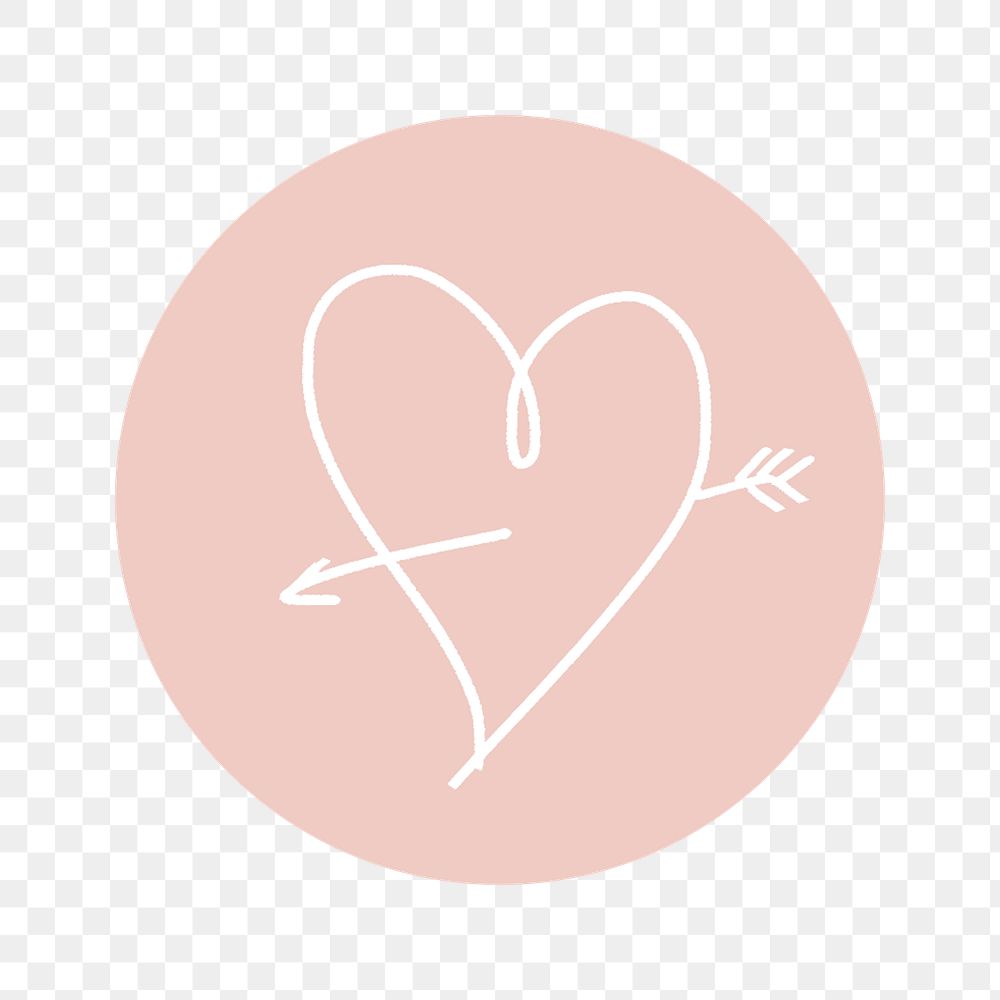 PNG pink heart line art IG story cover template, transparent background