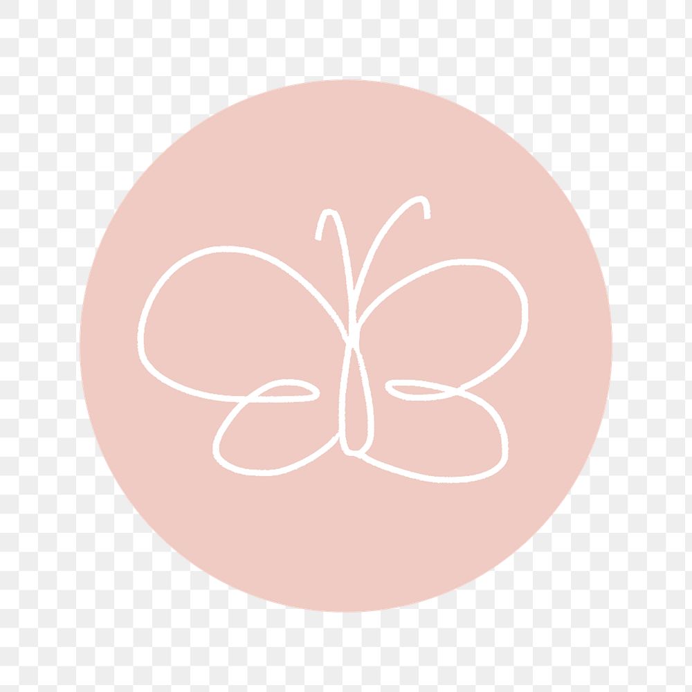 PNG pink butterfly line art IG story cover template, transparent background