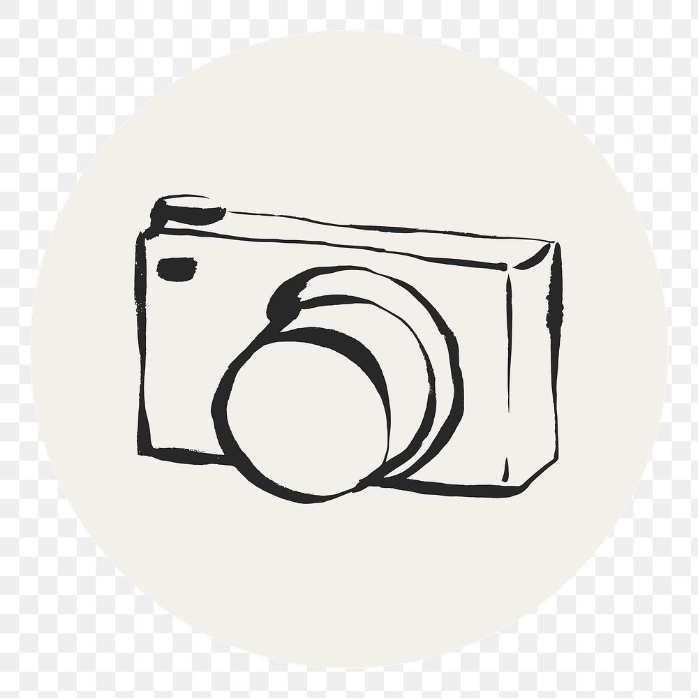 PNG camera doodle IG story cover template, transparent background