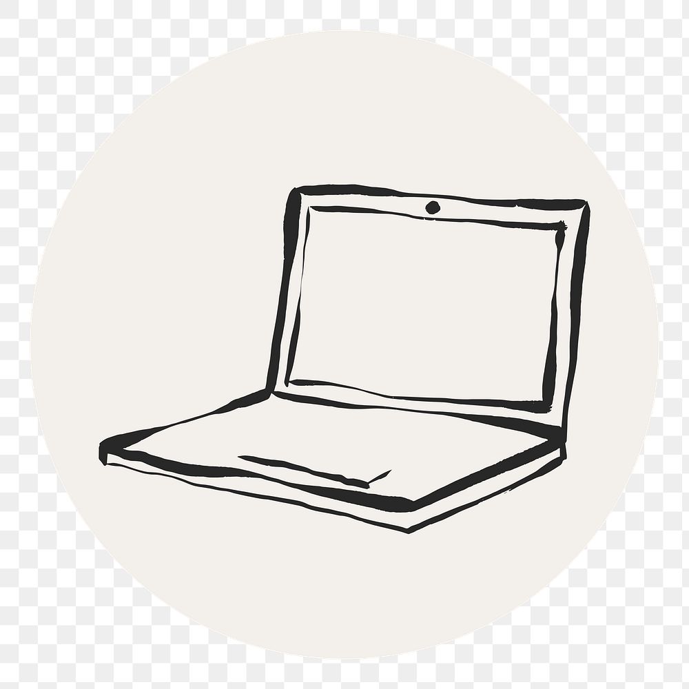 PNG laptop doodle IG story cover template, transparent background