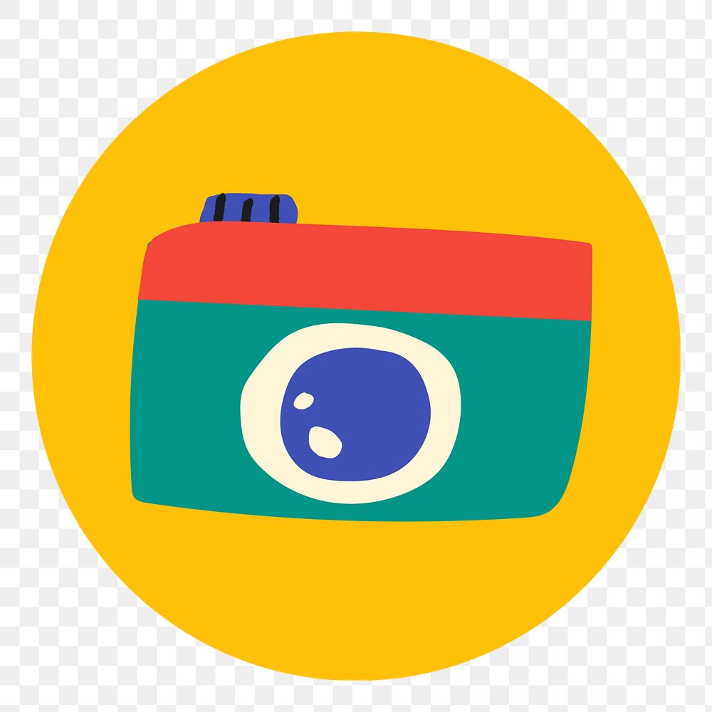 PNG camera doodle IG story cover template, transparent background