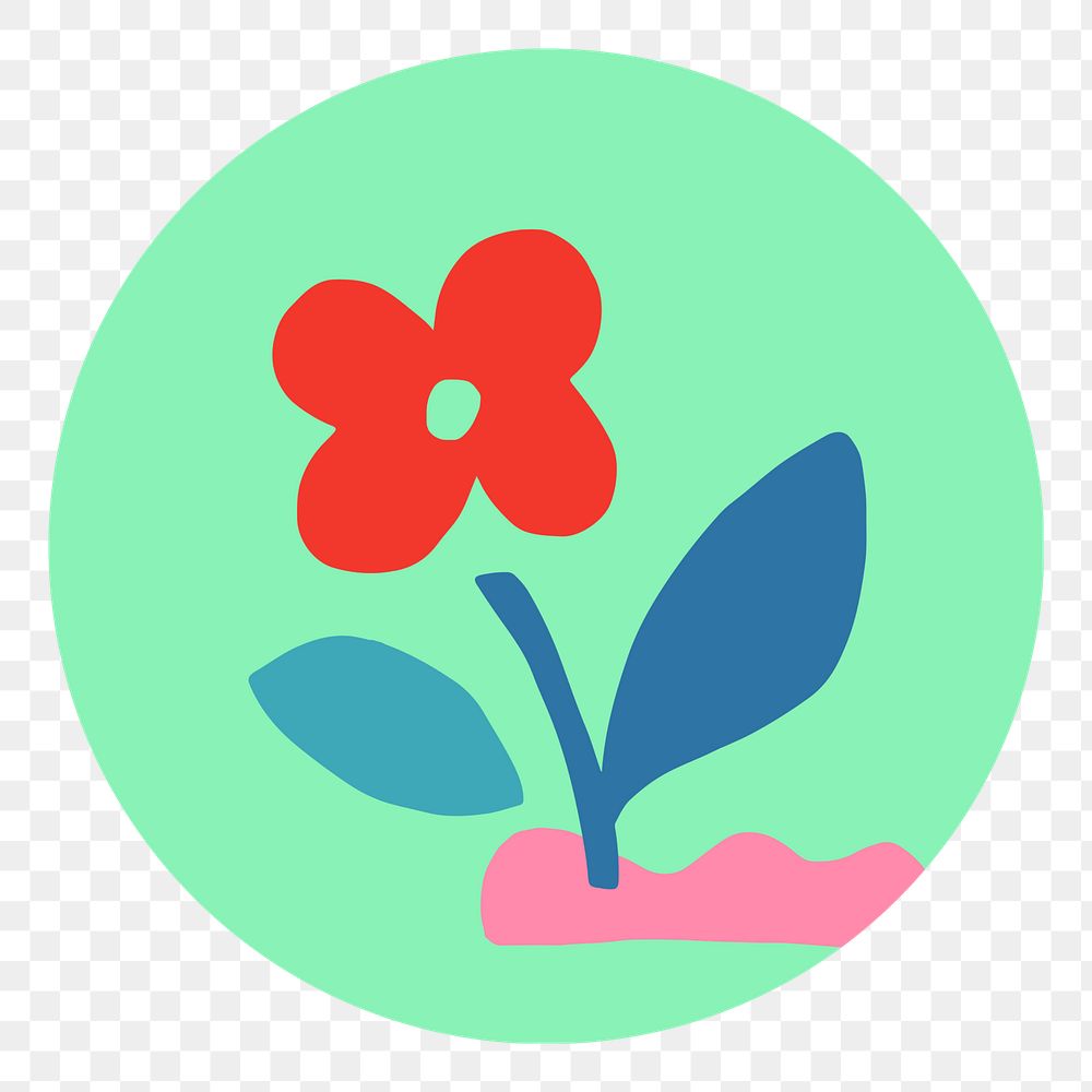 PNG flower doodle IG story cover template, transparent background