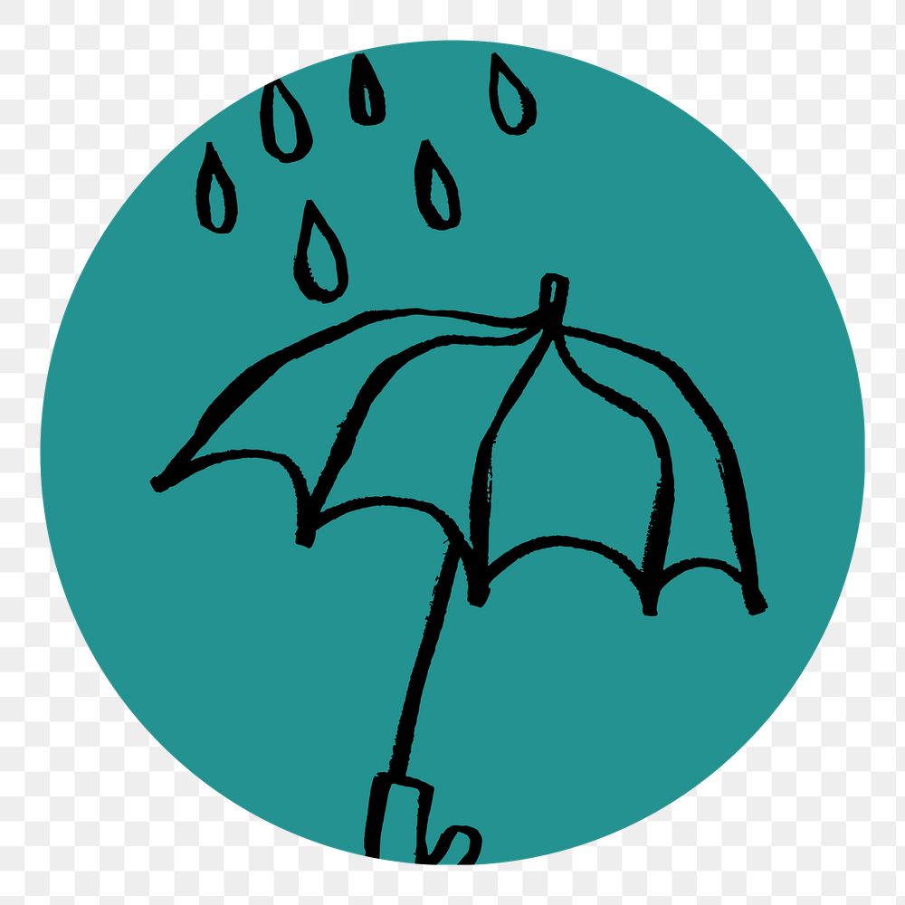 PNG raining doodle IG story cover template, transparent background