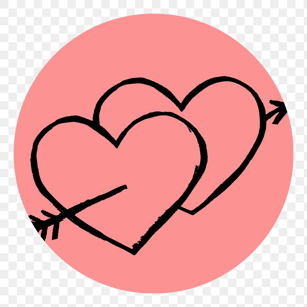 PNG heart doodle IG story cover template, transparent background