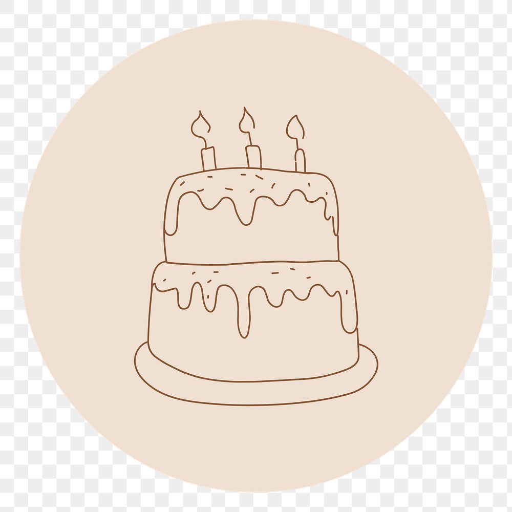 PNG birthday brown Instagram story highlight cover, line art icon, transparent background