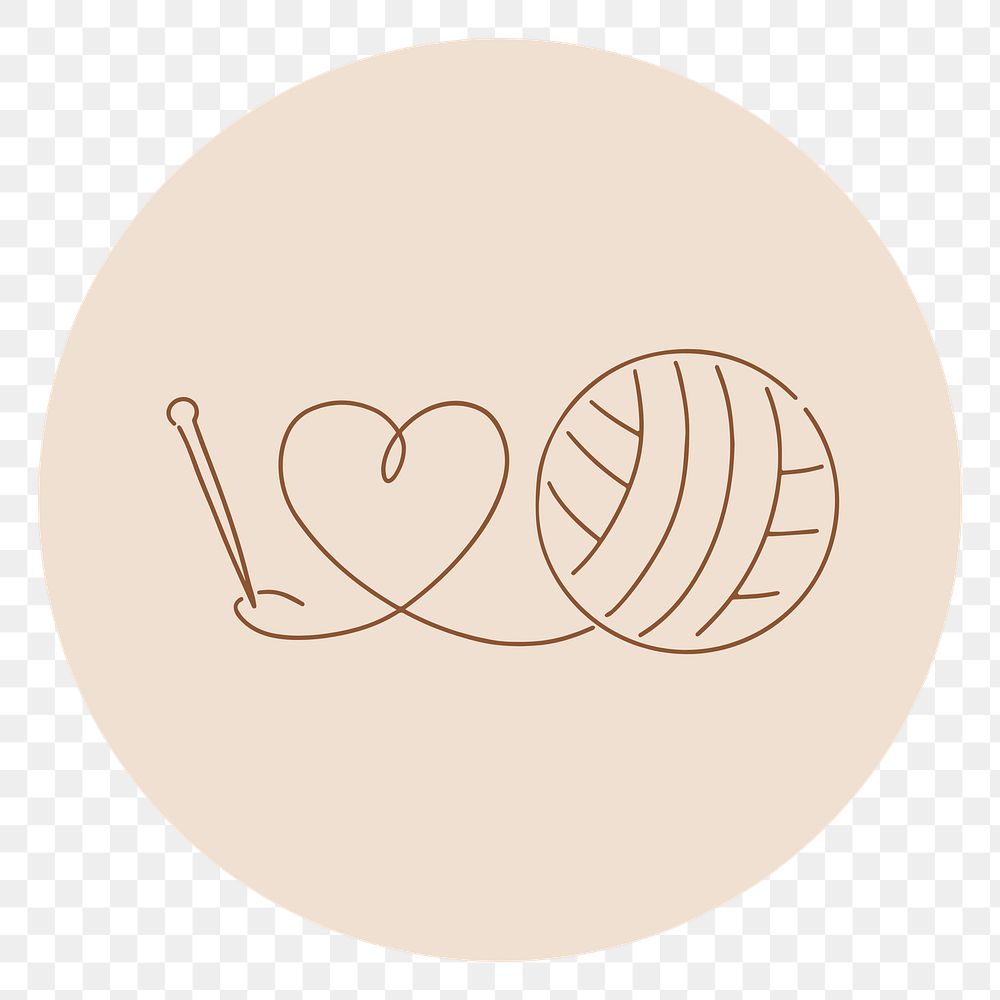 PNG knitting brown Instagram story highlight cover, line art icon, transparent background