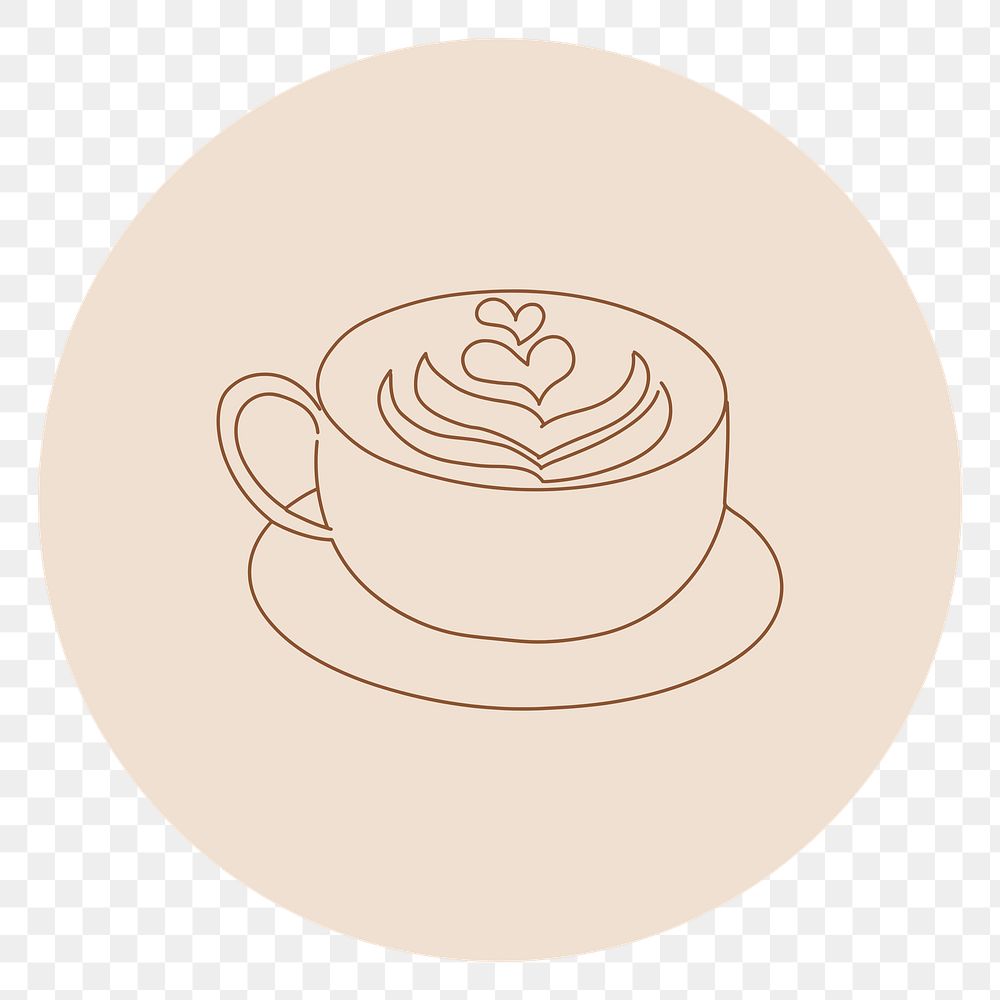 PNG coffee brown Instagram story highlight cover, line art icon, transparent background
