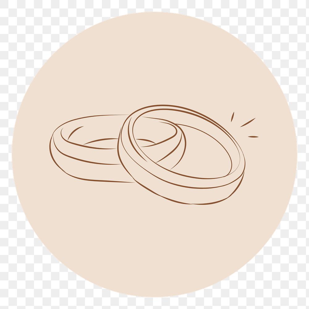 PNG marriage brown Instagram story highlight cover, line art icon, transparent background