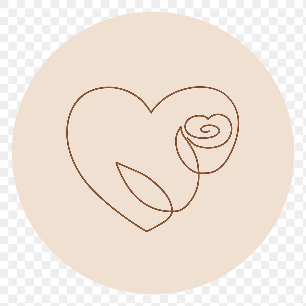 PNG self love brown Instagram story highlight cover, line art icon, transparent background