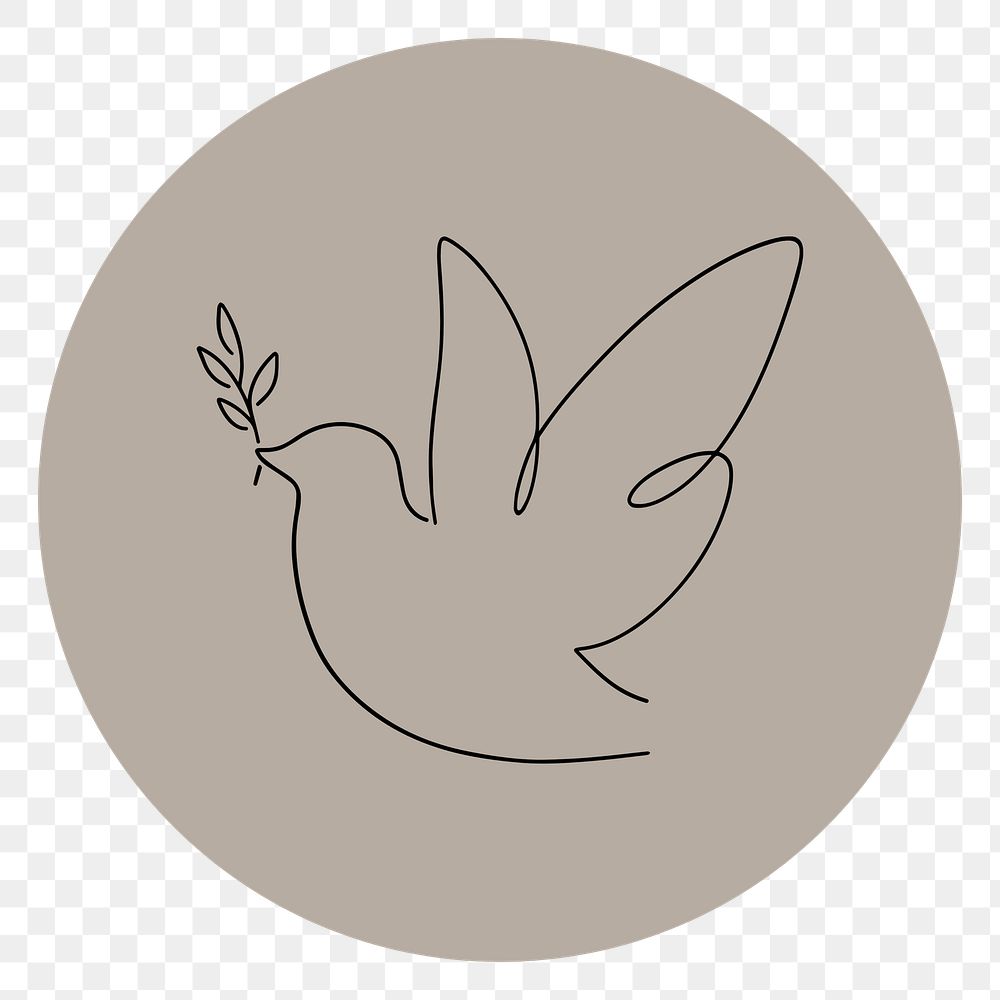 PNG peace brown Instagram story highlight cover, line art icon, transparent background