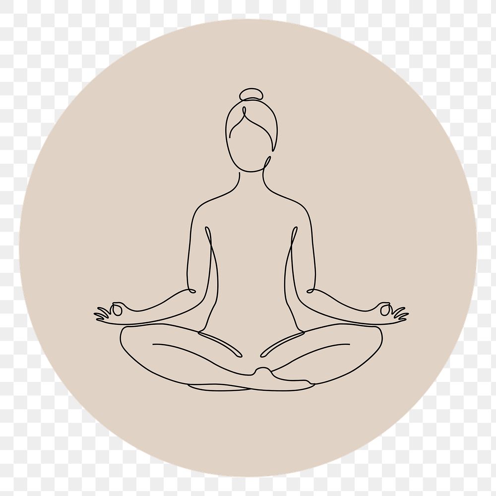 PNG yoga brown Instagram story highlight cover, line art icon, transparent background
