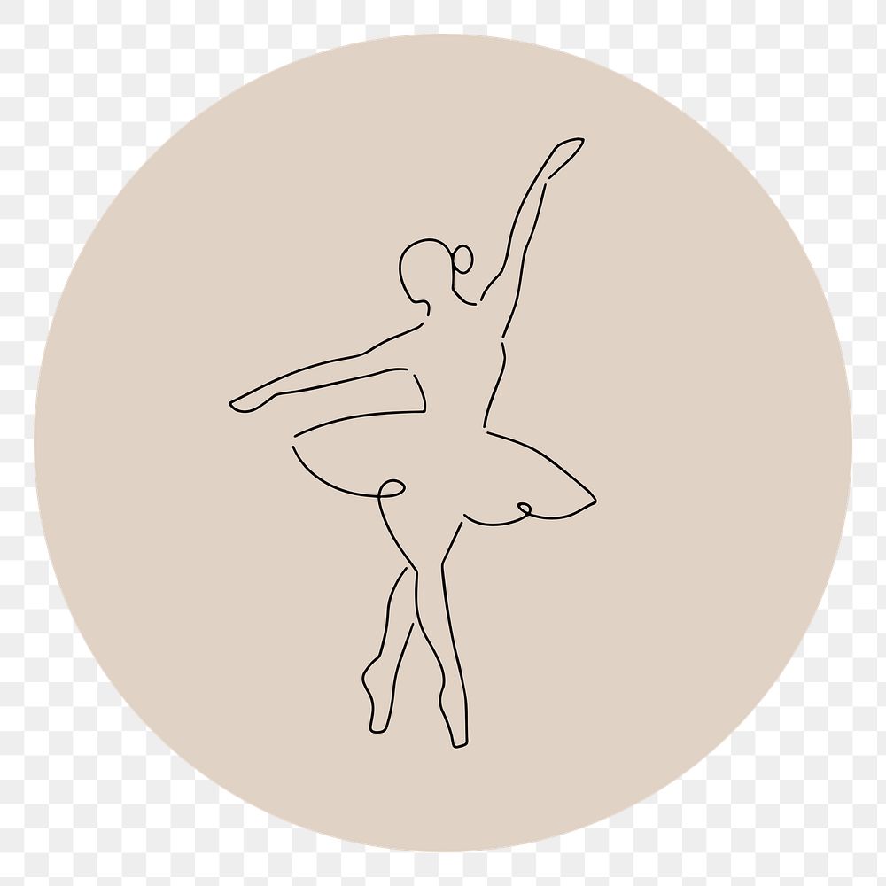 PNG ballet brown Instagram story highlight cover, line art icon, transparent background