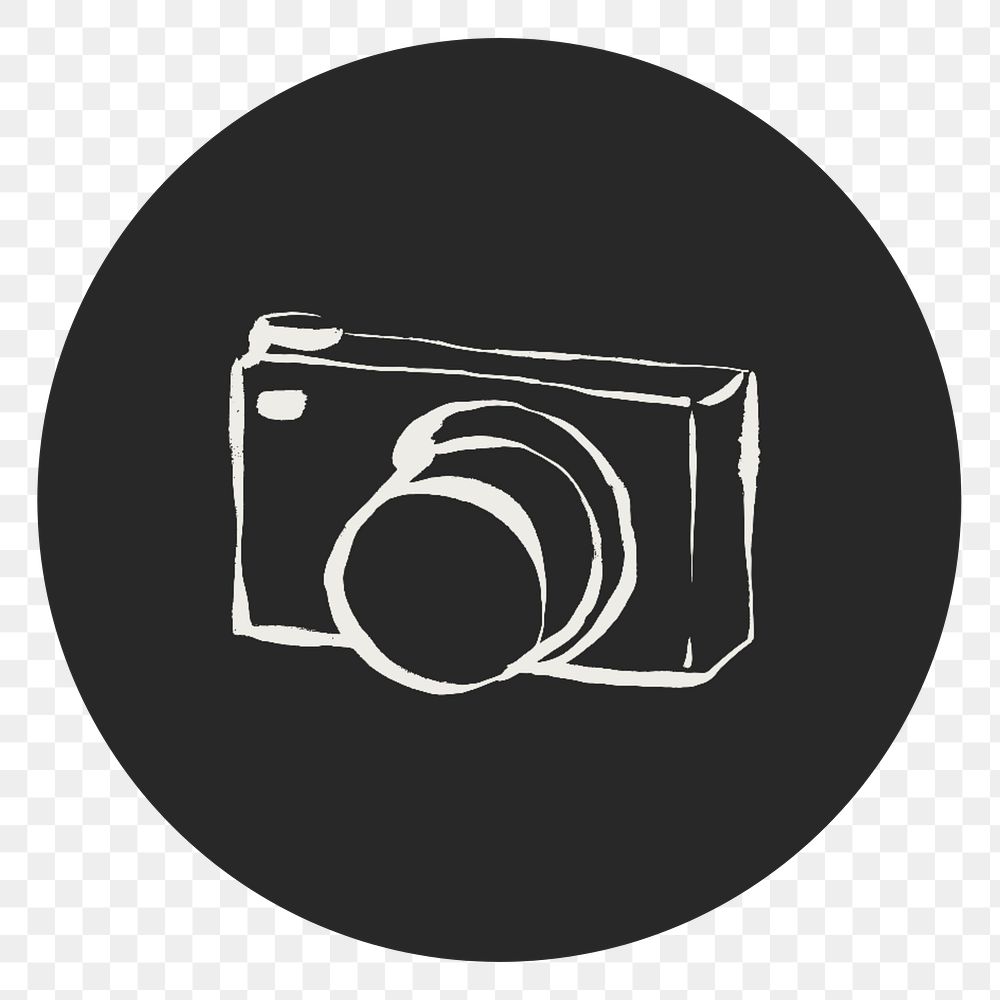 PNG camera black Instagram story highlight cover, line art icon, transparent background