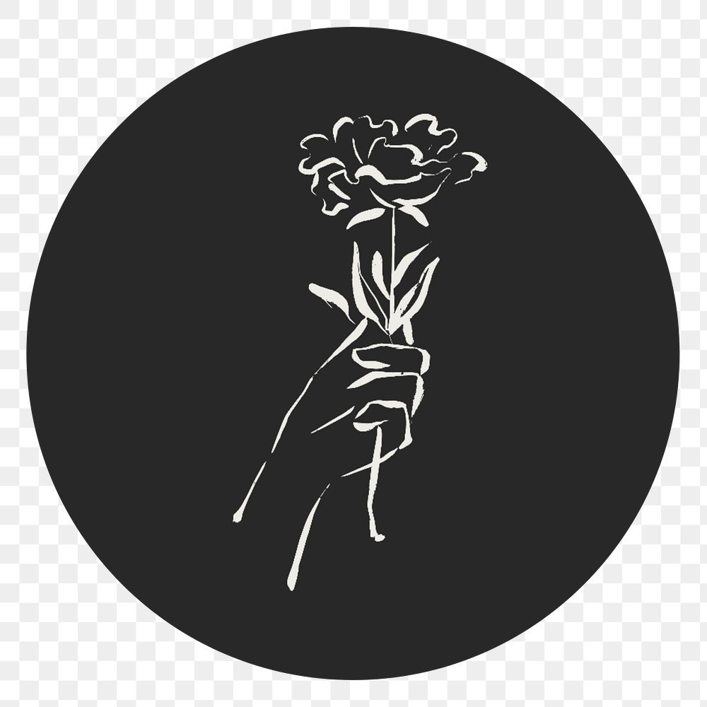 PNG plant black Instagram story highlight cover, line art icon, transparent background