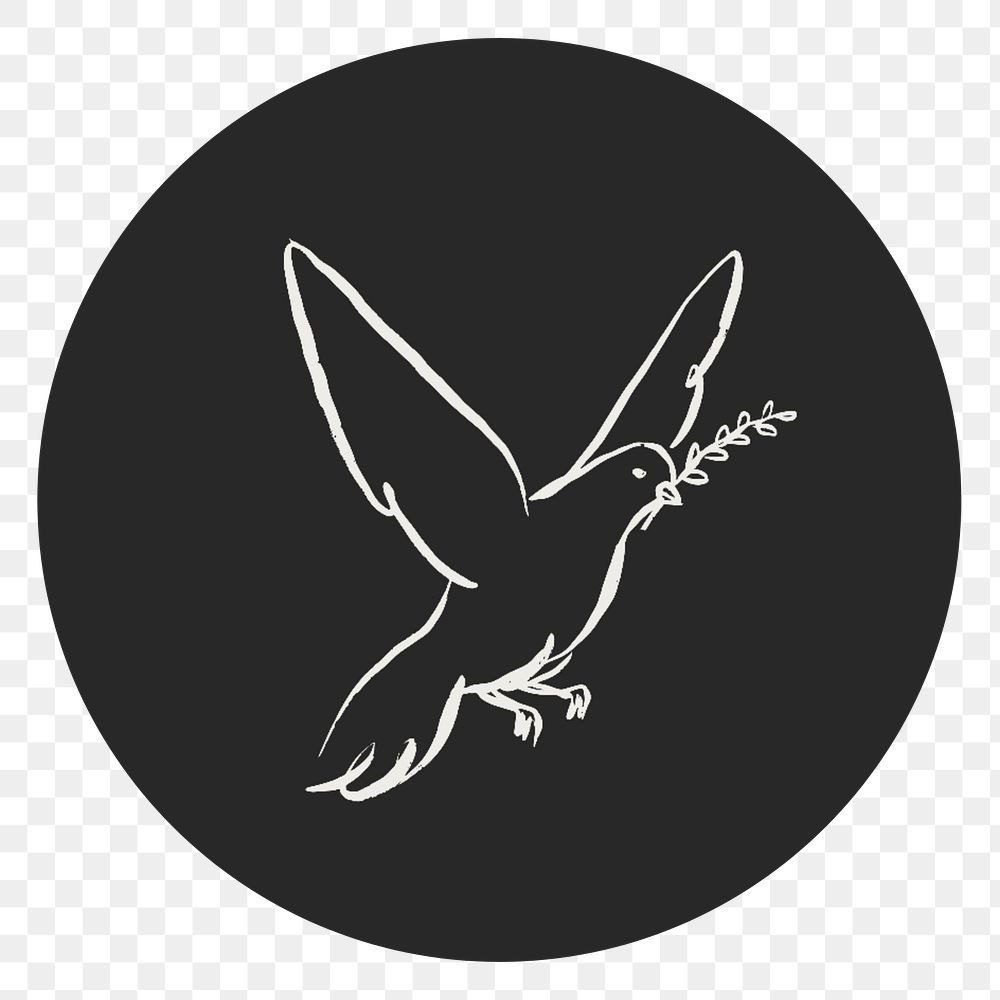 PNG peace black Instagram story highlight cover, line art icon, transparent background