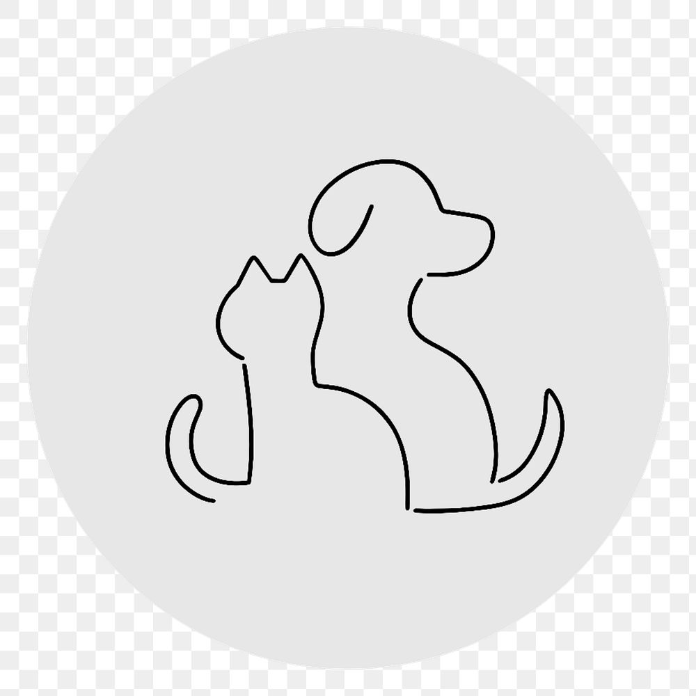 PNG pet gray Instagram story highlight cover, line art icon, transparent background