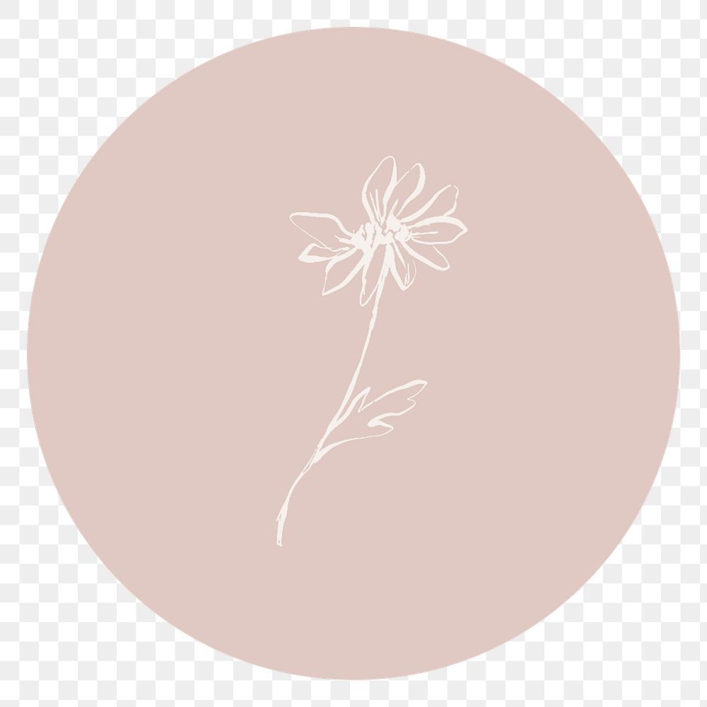 PNG plant pink Instagram story highlight cover, line art icon, transparent background