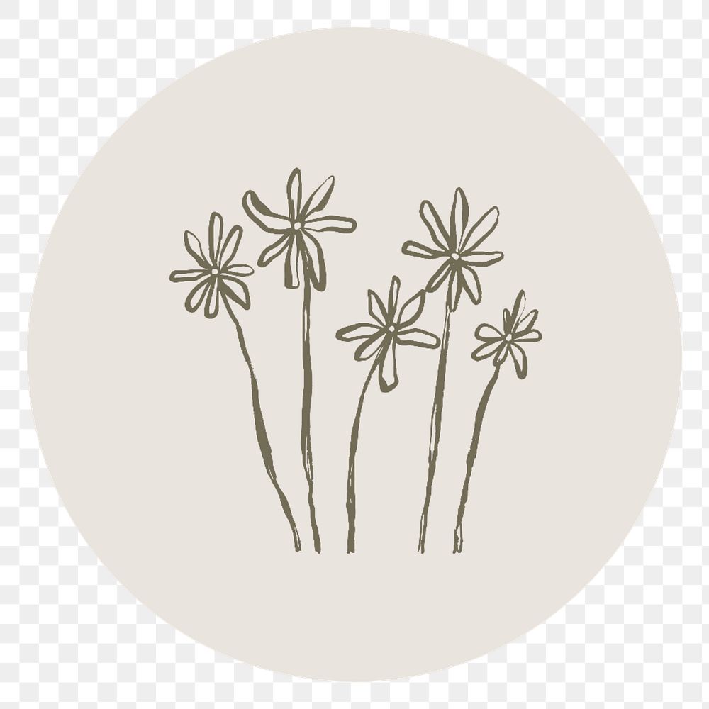 PNG plant brown Instagram story highlight cover, line art icon, transparent background