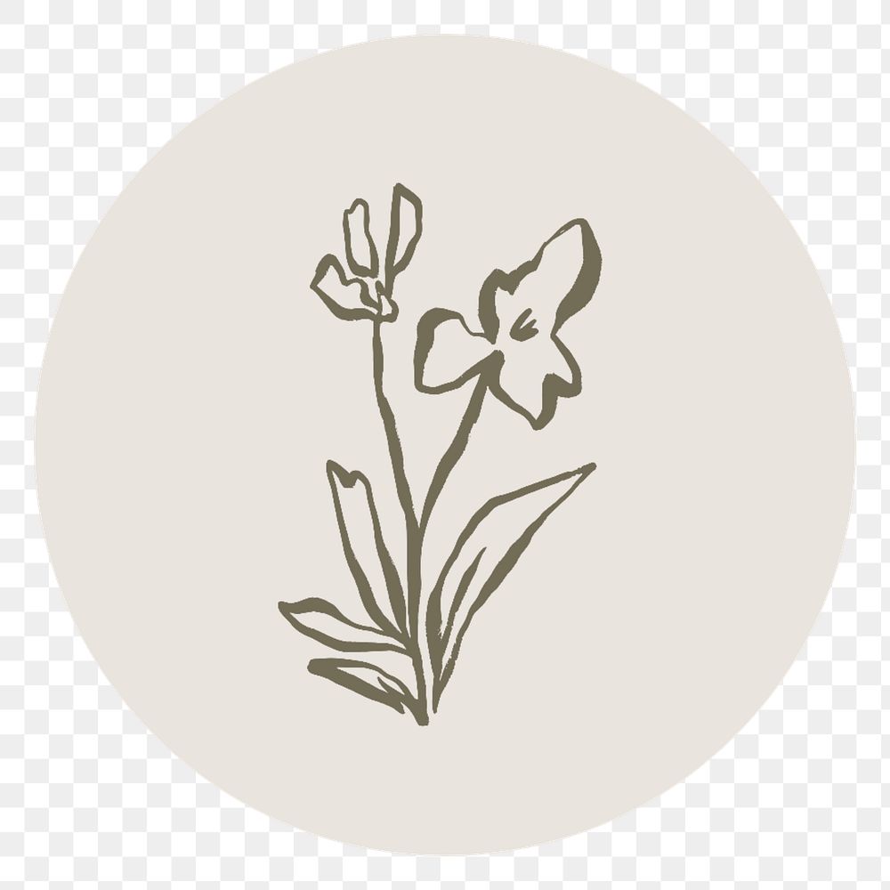PNG plant brown Instagram story highlight cover, line art icon, transparent background